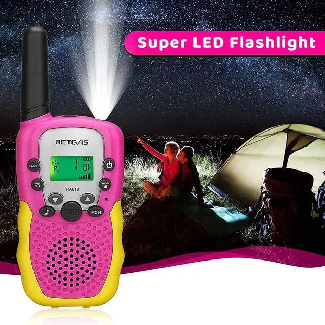 Alt view image 4 of 7 - KEHIPI RA18 Kids Walkie Talkies, Walkie Talkie Toys for 6-12 Year Old Girls Boys, 22 CH, Long Range, Built-in Flashlight, Girls Birthday Gifts,Outdoor Garden Camping Family Trip(Pink 2 Pack)