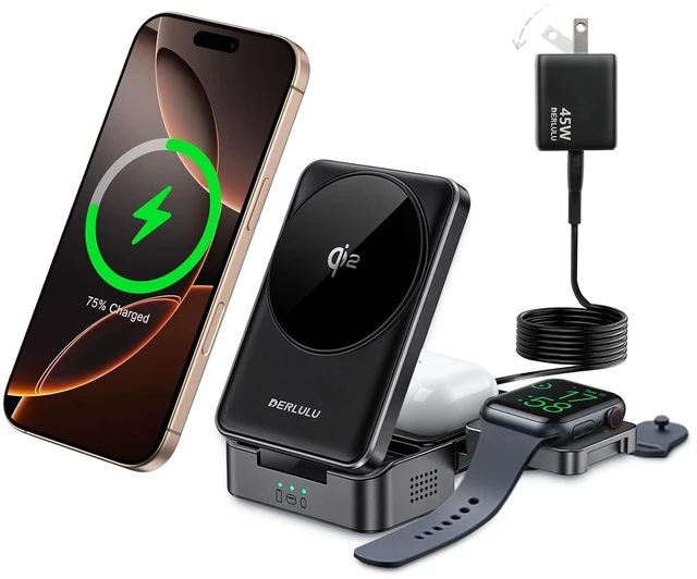 Main image of KEHIPI Qi2 3 in 1 Wireless Charger for Apple Devices, Qi2 15W Magnetic Foldable Wireless Fast Charger for iPhone 17/16/15/14/13/12, Apple Watch and AirPods
