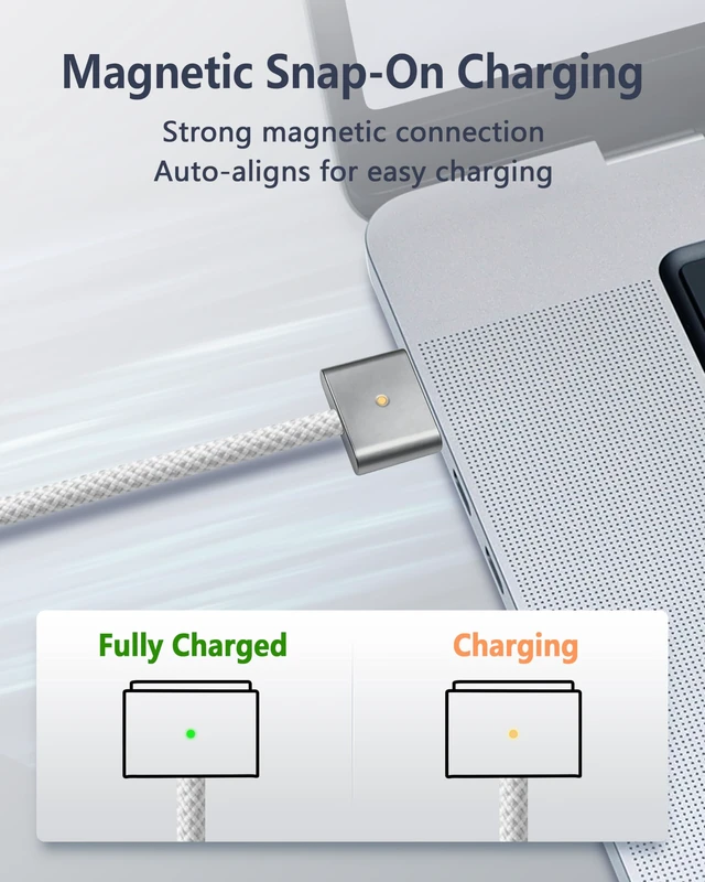 Alt view image 3 of 6 - KEHIPI Magnetic Charger Cable for MacBook Air & Pro, 6.6 ft, Space Gray | USB-C to Magnetic Cable, Compatible with MacBook Air 13"/15" M2M5, for MacBook Pro 14"/16" 20212026