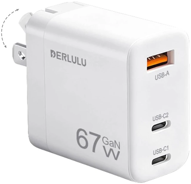 Main image of 67W USB C Charger Block, 3-Port GaN Fast Charger | 2C1A, for MacBook Air/Pro, iPhone 17/16, iPad Pro, USB-C Laptop, Compact Wall Charger Power Adapter
