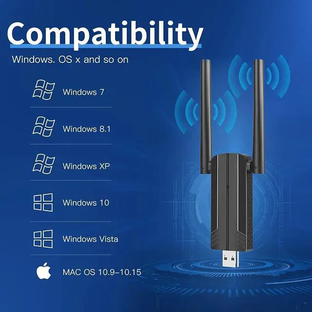 Alt view image 5 of 7 - KEHIPI USB WiFi Adapter for PC - 1300Mbps USB 3.0 WiFi Dongle, 2.4G/5G Dual Band Wireless WiFi Adapter for Desktop PC, Supports Windows 11/10/8.1/8/7/XP, Mac OS 10.9-10.15