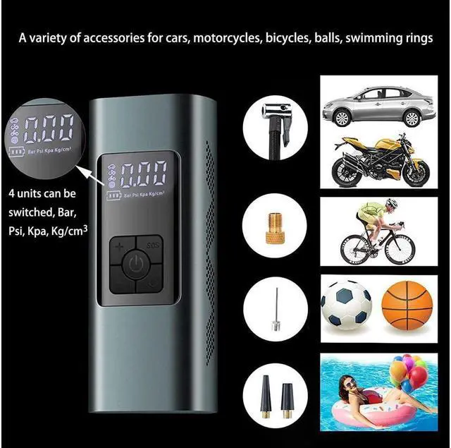 Alt view image 6 of 7 - Tire Inflator,KEHIPI Portable Air Compressor for Car Tires 12 Volt Electric Car Air Pump Rechargeable 6000mA 140PSI Tire inflator Pump with Pressure Gauge Auto-Off for Car Bike Balls, Power Bank SOS