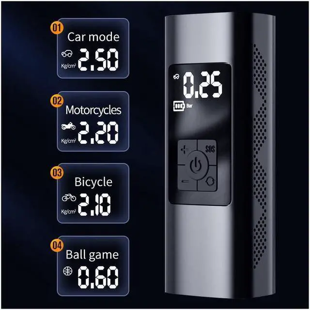 Alt view image 2 of 7 - Portable Air Compressor Tire Inflator KEHIPI Mini Electric Air Pump 6000mAh 150 PSI Tire Pump with Power Bank SOS Design and Digital LCD LED Light for Car/Bike/Bicycles/Motorbikes/Balls/Swim rings