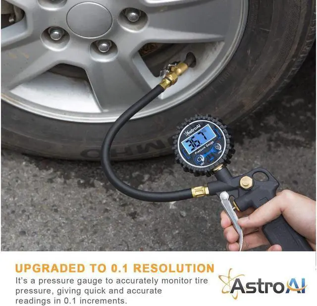 Alt view image 5 of 7 - KEHIPI Digital Tire Inflator with Pressure Gauge, 250 PSI Air Chuck and Compressor Accessories Heavy Duty with Rubber Hose and Quick Connect Coupler