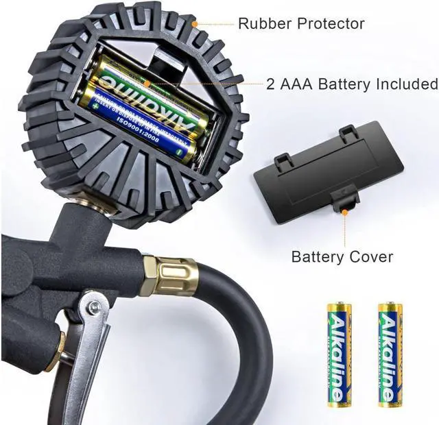 Alt view image 4 of 7 - KEHIPI Digital Tire Inflator with Pressure Gauge, 250 PSI Air Chuck and Compressor Accessories Heavy Duty with Rubber Hose and Quick Connect Coupler