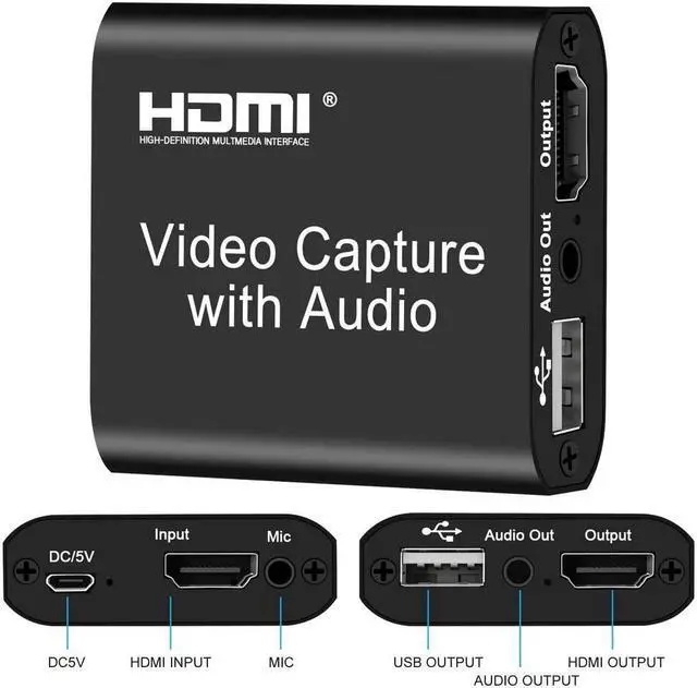 Alt view image 2 of 7 - Audio Video Capture Card,KEHIPI USB 2.0 1080P 60FPS HDMI Video Game Capture Card with Loop Out, Record High Definition Game Capture Recording Box Ultra Low Latency Video Grabber