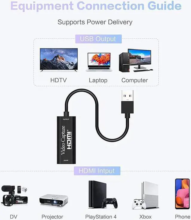 Alt view image 3 of 7 - Capture Card,KEHIPI 4K HDMI to USB 3.0 HD Game Capture Card, 1080P Video Capture Card for Streaming, Nintendo Switch, PS34, YouTube, Xbox - Black