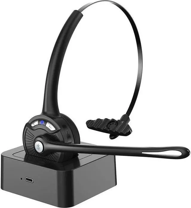 Main image of Bluetooth Headset with Microphone,KEHIPI Noise Canceling Wireless On Ear Headphones, Bluetooth Headphones with Mic Charging Base, Phone Headset Mute Button for Laptop, Skype, Call Centers, Office, Tru