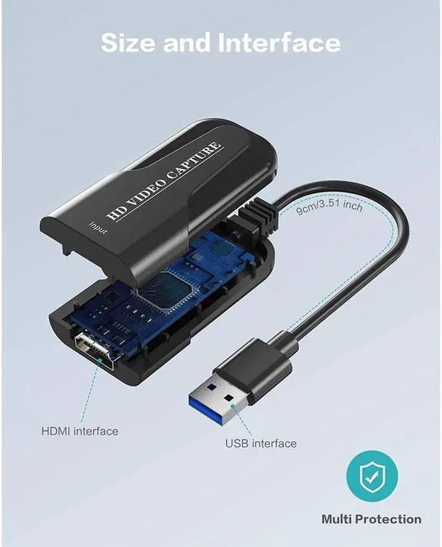 Alt view image 5 of 6 - KEHIPI Audio Video Capture Card, Full HD UP to 1080P HDMI to USB 2.0 Live Video Recorder Game Capture Card for Live Broadcasting, High Definition Acquisition