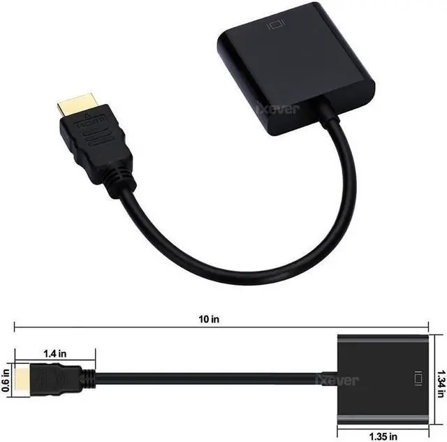 Alt view image 5 of 7 - HDMI to VGA Adapter HD2VGA 1Pack,KEHIPI Gold-Plated HDMI to VGA Converter Male to Female 1080p for Desktop PC Computer, Laptop, PC, Monitor, Projector, HDTV, Chromebook, Xbox and More