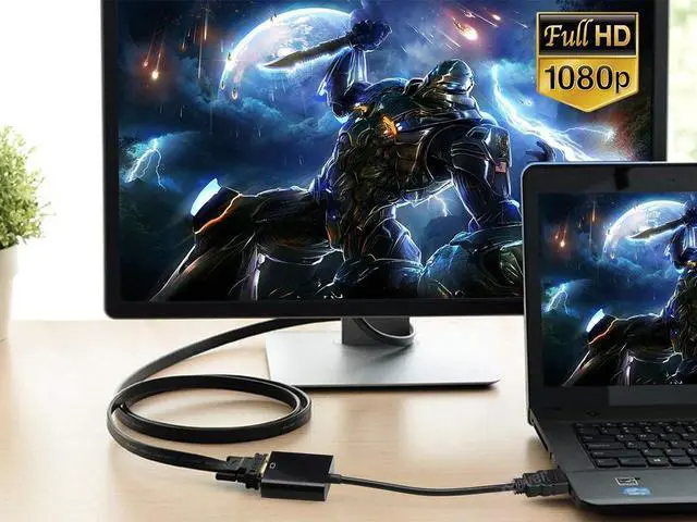 Alt view image 2 of 7 - HDMI to VGA Adapter HD2VGA 1Pack,KEHIPI Gold-Plated HDMI to VGA Converter Male to Female 1080p for Desktop PC Computer, Laptop, PC, Monitor, Projector, HDTV, Chromebook, Xbox and More