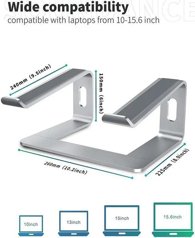 Alt view image 3 of 7 - KEHIPI Laptop Stand, Ergonomic Aluminum Laptop Mount Computer Stand for Desk, Detachable Laptop Riser Notebook Stand Compatible with MacBook Air Pro, Dell XPS, More 10-16" Laptops(Silver)