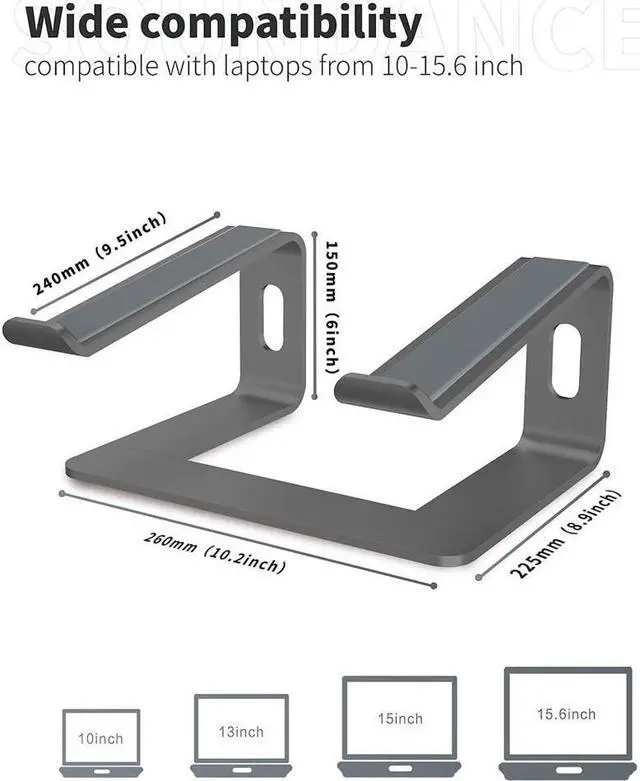 Alt view image 2 of 7 - KEHIPI Laptop Stand, Ergonomic Aluminum Laptop Mount Computer Stand for Desk, Detachable Laptop Riser Notebook Stand Compatible with MacBook Air Pro, Dell XPS, More 10-16" Laptops(Grey)