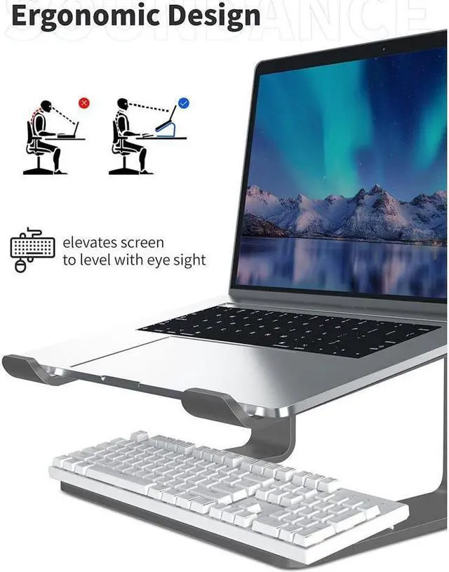 Alt view image 3 of 7 - KEHIPI Laptop Stand, Ergonomic Aluminum Laptop Mount Computer Stand for Desk, Detachable Laptop Riser Notebook Stand Compatible with MacBook Air Pro, Dell XPS, More 10-16" Laptops(Grey)