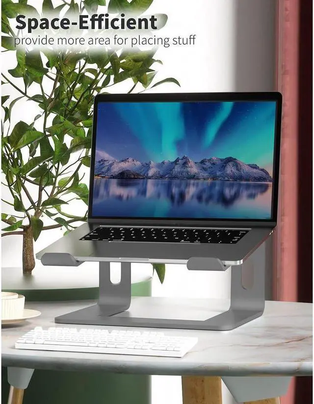 Alt view image 6 of 7 - KEHIPI Laptop Stand, Ergonomic Aluminum Laptop Mount Computer Stand for Desk, Detachable Laptop Riser Notebook Stand Compatible with MacBook Air Pro, Dell XPS, More 10-16" Laptops(Grey)