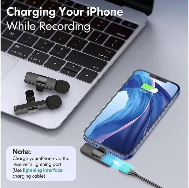 Alt view image 4 of 7 - KEHIPI Wireless Lavalier Stand Microphone for: 2 clip-on microphones for mobile video recording, professional Lav microphone for YouTube | Interview | Podcast | Blog | Tiktok | Live Streaming