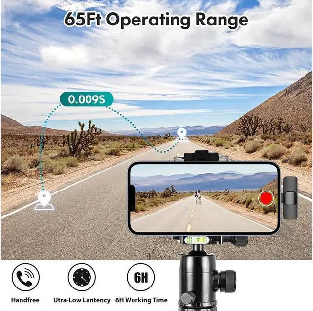 Alt view image 5 of 7 - KEHIPI Wireless Lavalier Stand Microphone for: 2 clip-on microphones for mobile video recording, professional Lav microphone for YouTube | Interview | Podcast | Blog | Tiktok | Live Streaming