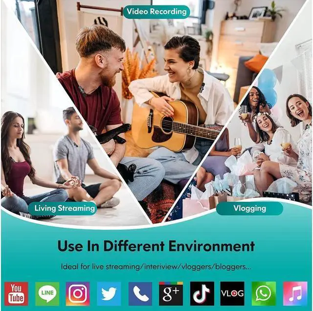 Alt view image 7 of 7 - KEHIPI Wireless Lavalier Stand Microphone for: 2 clip-on microphones for mobile video recording, professional Lav microphone for YouTube | Interview | Podcast | Blog | Tiktok | Live Streaming