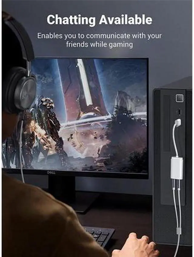 Alt view image 7 of 7 - USB to Audio Jack Sound Card Adapter ,KEHIPI with Dual TRS 3-Pole 3.5mm Headphone and Microphone USB to Aux 3.5mm External Audio Converter for Windows Mac Linux PC Laptops Desktops PS5 Headsets, White