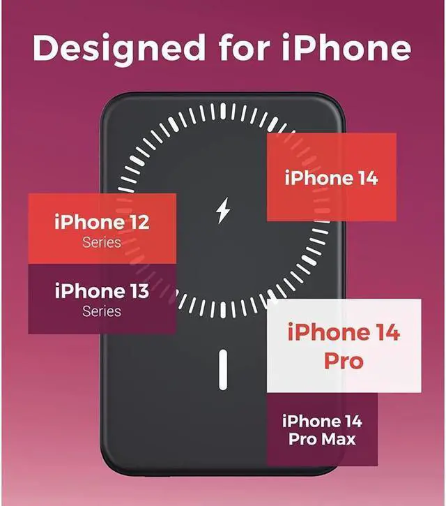 Alt view image 5 of 5 - KEHIPI Portable Charger, 5000mAh Magnetic Power Bank Mini Wireless Portable Charger Foldable with Stand and LED Indicator for iPhone 14 13 12 Pro/Pro Max/Mini/Plus