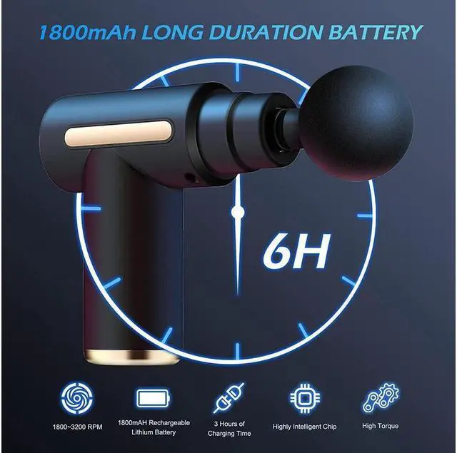 Alt view image 2 of 7 - KEHIPI Mini Massage Gun, Handheld Muscle Deep Tissue Massager Percussion Type-C Charging with 6 Speeds & 4 Masage Heads for Back, Body, Sport Muscle Pain Relief Recovery