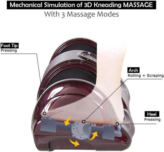Alt view image 4 of 7 - KEHIPI Shiatsu Foot Massager Kneading and Rolling Leg Calf Ankle w/Remote Black New Red