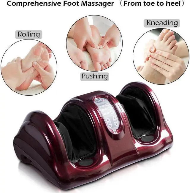 Alt view image 5 of 7 - KEHIPI Shiatsu Foot Massager Kneading and Rolling Leg Calf Ankle w/Remote Black New Red