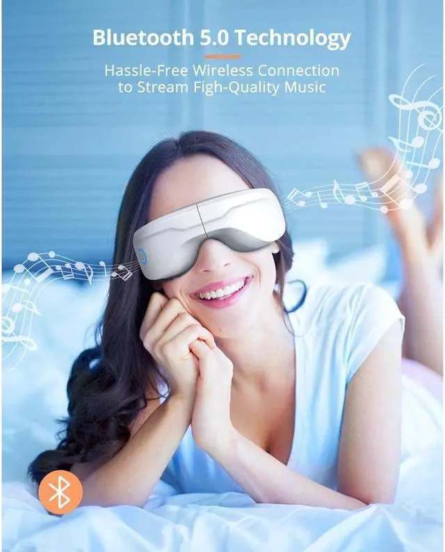 Alt view image 5 of 7 - KEHIPI Eye Massager with Heat, Bluetooth Music Heated Massager for Migraines, Relax and Reduce Eye Strain Dark Circles Eye Bags Dry Eye Improve Sleep, Ideal Gifts for Women/Men