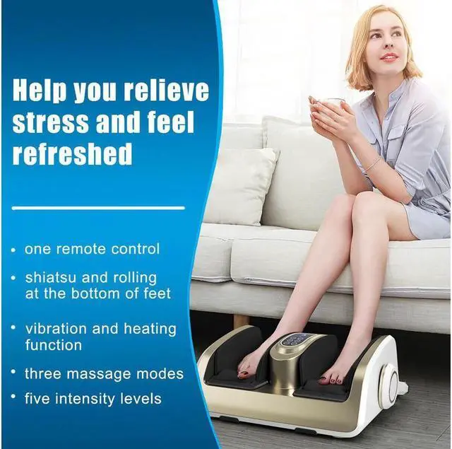 Alt view image 3 of 7 - KEHIPI Foot Calf Shiatsu Massager w/ Heat & Remote Control Air Compression Reflexology