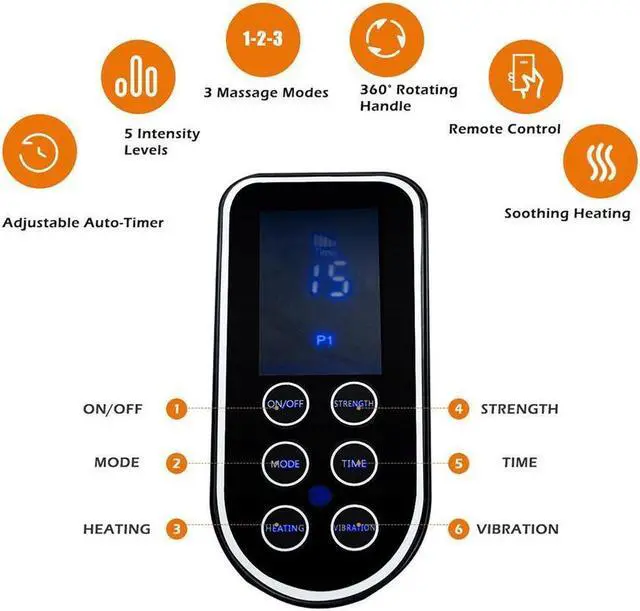 Alt view image 6 of 7 - KEHIPI Foot Calf Shiatsu Massager w/ Heat & Remote Control Air Compression Reflexology