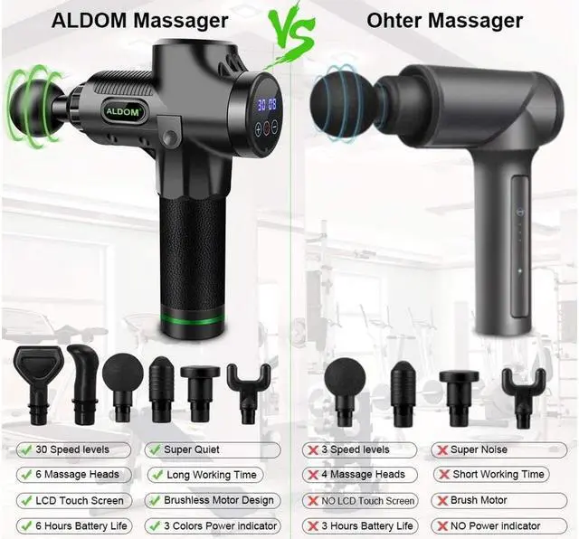 Alt view image 5 of 7 - KEHIPI Massage Gun Muscle Massager Deep Tissue Percussion Massager Cordless 30 Speed Level Professional Handheld Electric Body Massager Sports Drill with 6 Heads Helps Relieve Muscle Soreness