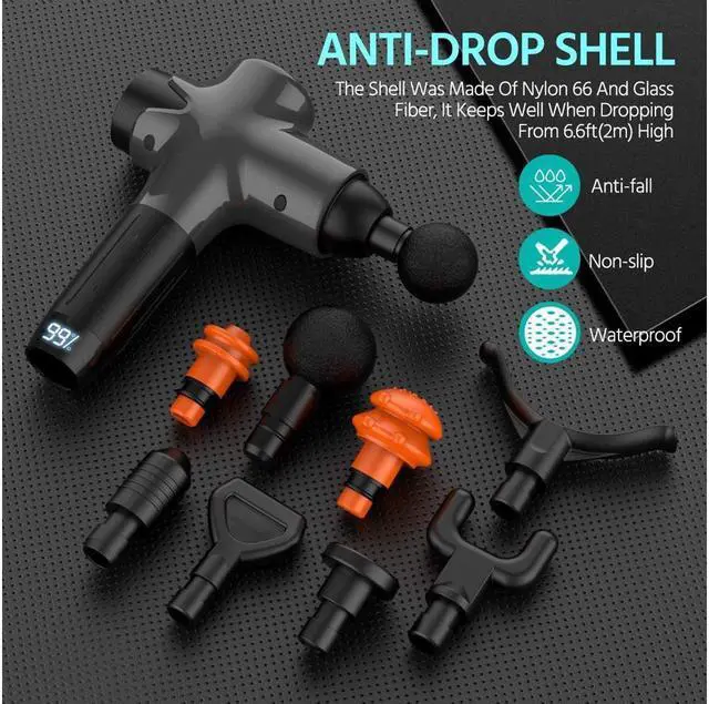 Alt view image 6 of 6 - KEHIPI  Massage Gun Deep Tissue Percussion Muscle Massage for Pain Relief, Super Quiet Portable Neck Back Body Relaxation Electric Drill Sport Massager Brushless Motor with 8 Attachment 7 Speeds