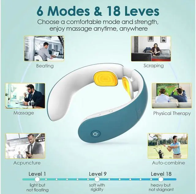 Alt view image 7 of 7 - KEHIPI Intelligent Neck Massagers Portable Neck Massage with Heat,Impulse Function,Support APP and Remote Control ,Use at Home, Outdoor, Office, Car