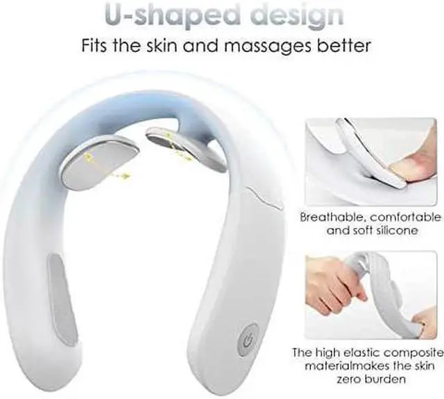 Alt view image 5 of 7 - KEHIPI Intelligent Neck Massager, Wireless Electric Pulse Neck Massager-Portable 3D Travel Neck Massage Equipment with Heating + Vibration + Impulse Function, Use at Home, Car, Office and Travel