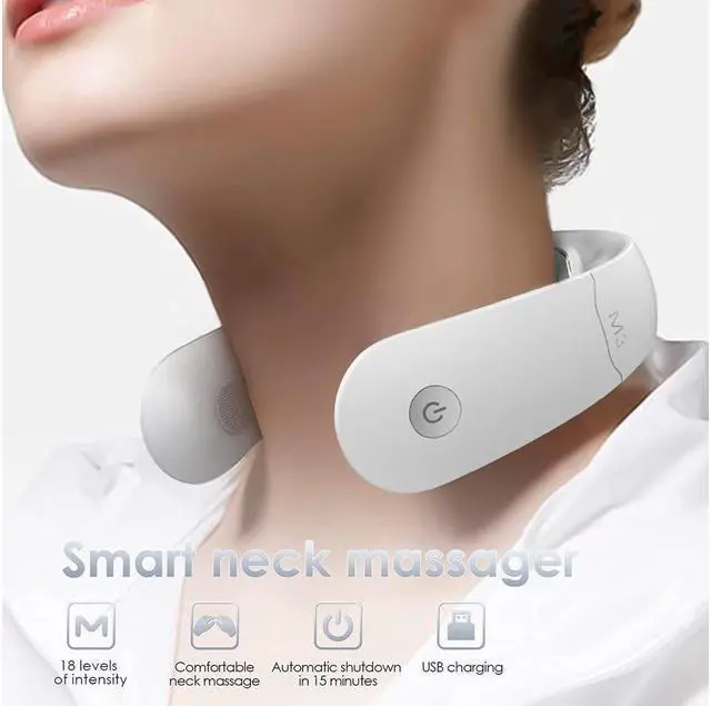 Alt view image 2 of 7 - KEHIPI Intelligent Neck Massager, Wireless Electric Pulse Neck Massager-Portable 3D Travel Neck Massage Equipment with Heating + Vibration + Impulse Function, Use at Home, Car, Office and Travel