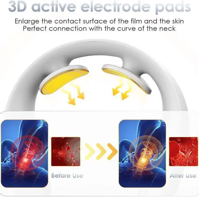 Alt view image 4 of 7 - KEHIPI Intelligent Neck Massager, Wireless Electric Pulse Neck Massager-Portable 3D Travel Neck Massage Equipment with Heating + Vibration + Impulse Function, Use at Home, Car, Office and Travel