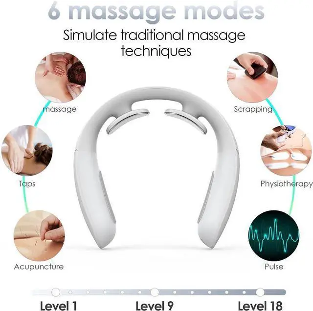 Alt view image 3 of 7 - KEHIPI Intelligent Neck Massager, Wireless Electric Pulse Neck Massager-Portable 3D Travel Neck Massage Equipment with Heating + Vibration + Impulse Function, Use at Home, Car, Office and Travel