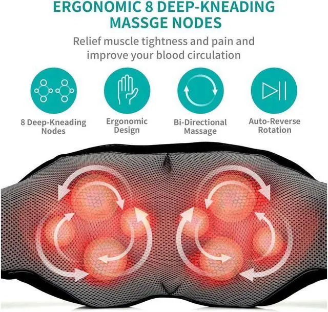 Alt view image 2 of 7 - KEHIPI Shiatsu Neck and Back Massager with Soothing Heat, Electric Deep Tissue 3D Kneading Massage Pillow for Shoulder, Leg, Body Muscle Pain Relief, Home, Office, and Car Use