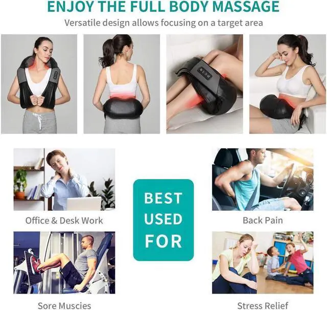 Alt view image 6 of 7 - KEHIPI Shiatsu Neck and Back Massager with Soothing Heat, Electric Deep Tissue 3D Kneading Massage Pillow for Shoulder, Leg, Body Muscle Pain Relief, Home, Office, and Car Use