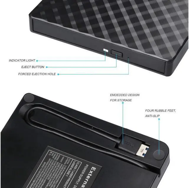 Alt view image 6 of 7 - USB 3.0 External CD Drive, KEHIPI  CD/DVD-RW Drive, CD-RW Rewriter Burner Superdrive for High Speed Data Transfer for Laptop Notebook PC Desktop Support Windows/Vista/7/8.1/10 (Black)