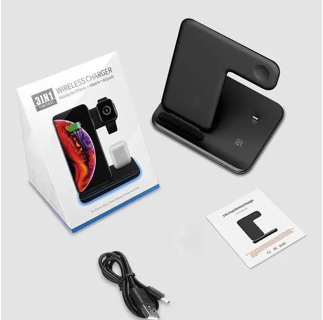 Alt view image 7 of 7 - KEHIPI Wireless Charger 3 in 1 Charger Stand 15W QI Fast Charging Station for Apple iWatch Series 5/4/3/2/1,AirPods, Compatible with iPhone 11 Series/XS MAX/XR/XS/X/8/8 Plus/Samsung