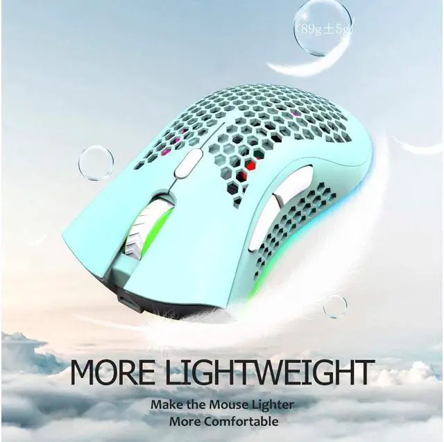 Alt view image 3 of 6 - KEHIPI Wireless Lightweight Gaming Mouse Honeycomb with 7 Button Multi RGB Backlit Perforated Ergonomic Shell Optical Sensor Adjustable DPI Rechargeable 800 mAh Battery USB Receiver for PC Mac Gamer