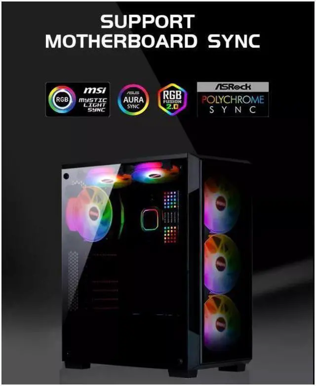Alt view image 6 of 7 - KEHIPI 6-Pack 120mm RGB Case Fan with Remote Controller, Computer Case 12cm Cooling Fan RGB 6PIN, RGB LED Quiet High Airflow Adjustable Color LED Fan, CPU Cooler with RF Remote