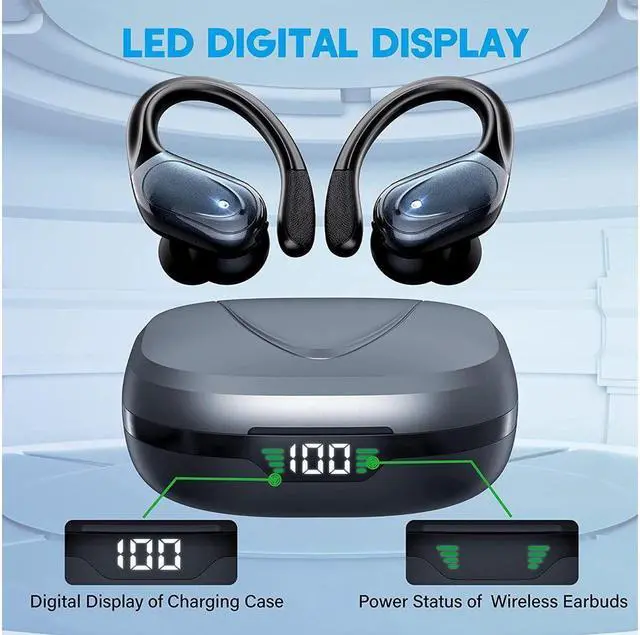 Alt view image 2 of 7 - KEHIPI Wireless Earbuds, in Ear Bluetooth Headphones with Built-in Mic, 75Hrs Playtime Sport Earphones with Digital Display & CVC 8.0, IPX7 Waterproof Over-Ear Headphones for Workout Running Outdoor