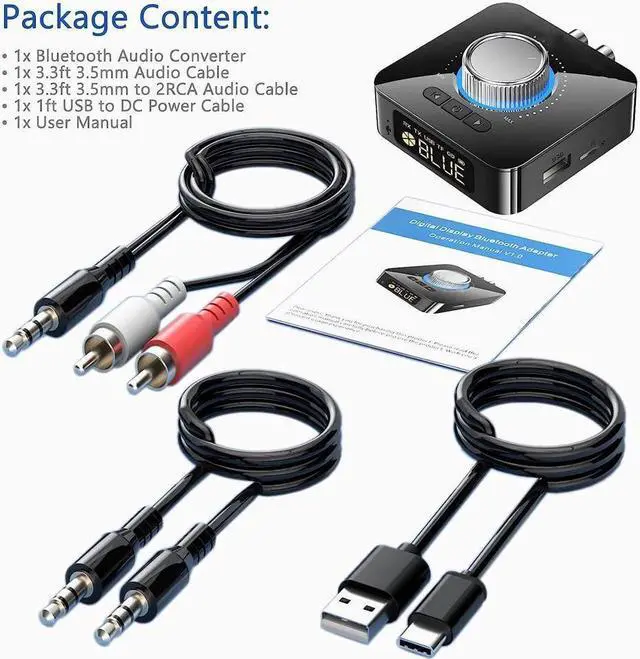 Alt view image 7 of 7 - KEHIPI Bluetooth 5.0 Audio Adapter, 5-in-1 Wireless Music Transmitter AUX Receiver USB TF Micro SD Card MP3 Player for TV CD PC Car Home Stereo to Wireless Wired Soundbar Headphones Speakers