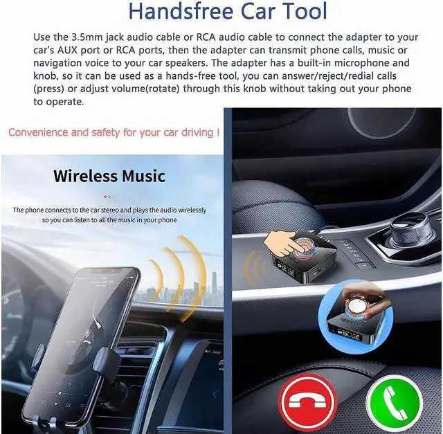 Alt view image 3 of 7 - KEHIPI Bluetooth 5.0 Audio Adapter, 5-in-1 Wireless Music Transmitter AUX Receiver USB TF Micro SD Card MP3 Player for TV CD PC Car Home Stereo to Wireless Wired Soundbar Headphones Speakers