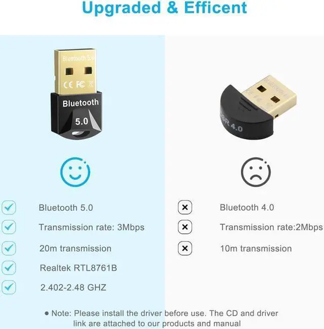 Alt view image 3 of 7 - KEHIPI Bluetooth Adapter for PC, Hannord USB Mini Bluetooth 5.0 Dongle for Computer Desktop Wireless Transfer for Laptop Bluetooth Headphones Headset Speakers Keyboard Mouse Printer Windows 10/8.1/8/7