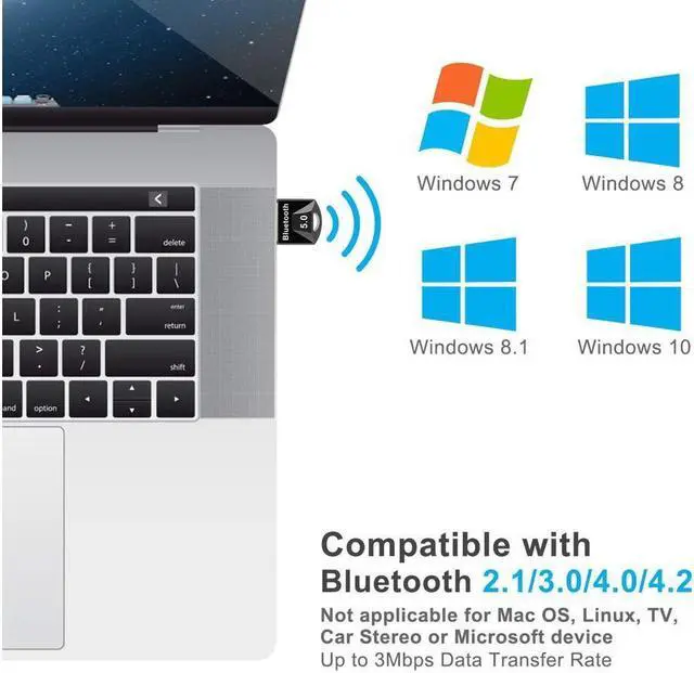 Alt view image 5 of 7 - KEHIPI Bluetooth Adapter for PC, Hannord USB Mini Bluetooth 5.0 Dongle for Computer Desktop Wireless Transfer for Laptop Bluetooth Headphones Headset Speakers Keyboard Mouse Printer Windows 10/8.1/8/7