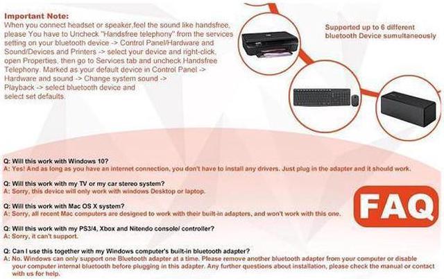 Alt view image 5 of 7 - KEHIPI High Performance Bluetooth 4.0 Adapter, Wireless Bluetooth CSR 4.0 Dongle Adapter Compatible with Windows 10, 8.1 / 8, 7, Vista, XP, 32/64 Bit and Classic Bluetooth, Stereo Headset Compatible
