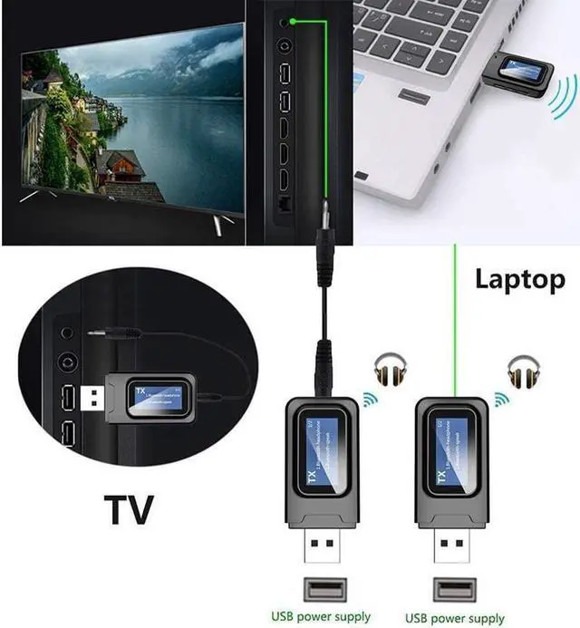 Alt view image 2 of 7 - KEHIPI USB Bluetooth 5.0 Audio Transmitter Receiver with LCD Display, 2 in 1 Portable Visualization Bluetooth Adapter,3.5MM Wireless Bluetooth Adapter for PC,TV,Wired Speaker,Headphones and Car